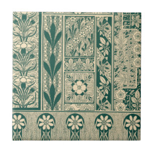 Decorative Botanical Art Nouveau Pattern Tile