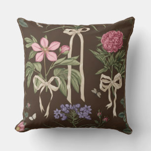 Decorative botanical Floral Bow Throw Pillow