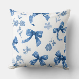 Decorative Bow and Flowers Throw Pillow