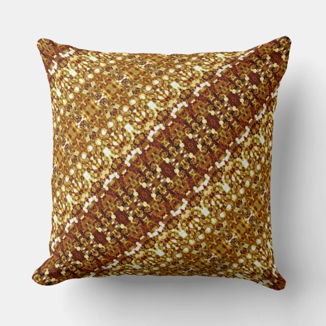 Decorative Brown Gold String of Lights Pattern Cushion (Front)