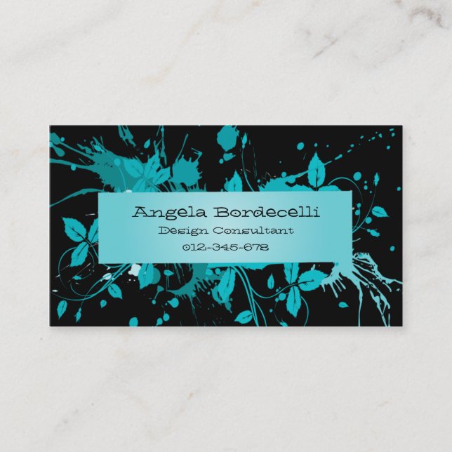 Decorative Business Card Grunge Floral Background (Front)