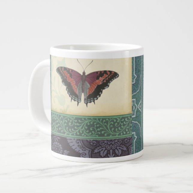 Decorative Butterfly Brocade by Vision Studio Large Coffee Mug (Front Left)