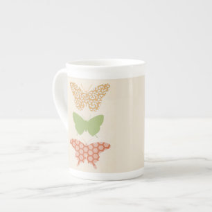 Decorative Butterfly Patterns on Cream Background Bone China Mug