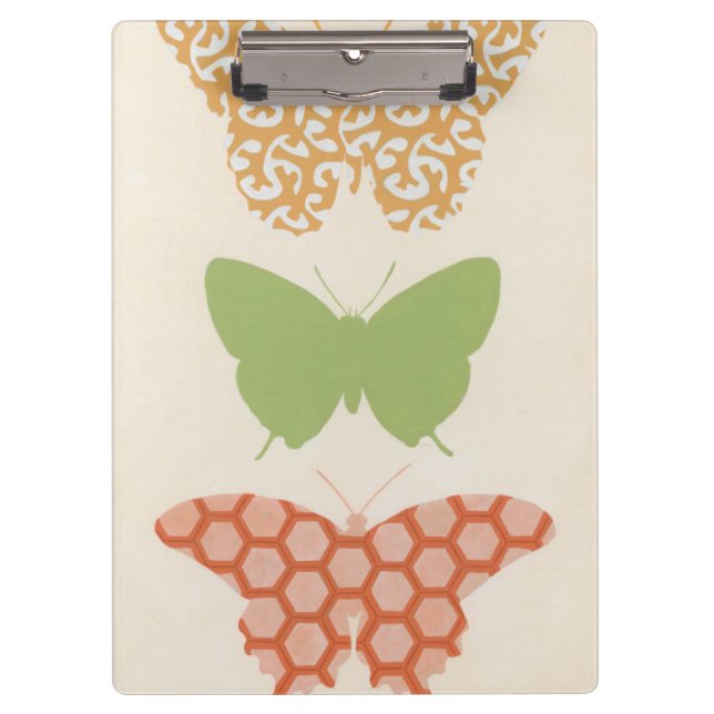 Decorative Butterfly Patterns on Cream Background Clipboard (Front)