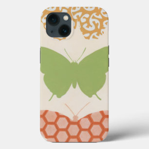 Decorative Butterfly Patterns on Cream Background iPhone 13 Case