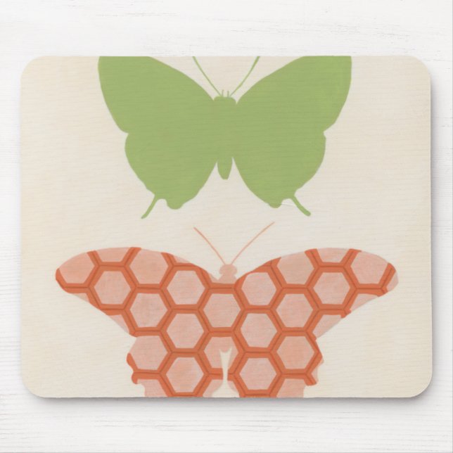 Decorative Butterfly Patterns on Cream Background Mouse Pad (Front)