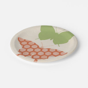 Decorative Butterfly Patterns on Cream Background Paper Plate