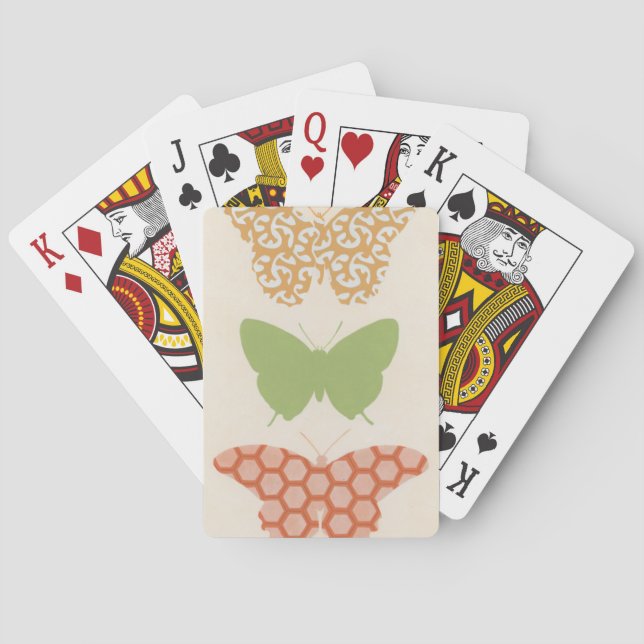 Decorative Butterfly Patterns on Cream Background Playing Cards (Back)