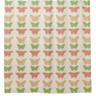 Decorative Butterfly Patterns on Cream Background Shower Curtain