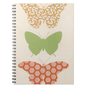 Decorative Butterfly Patterns on Cream Background Spiral Notebook