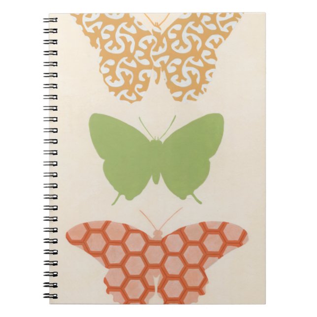 Decorative Butterfly Patterns on Cream Background Spiral Notebook (Front)