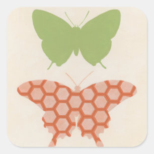 Decorative Butterfly Patterns on Cream Background Square Sticker