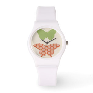 Decorative Butterfly Patterns on Cream Background Watch