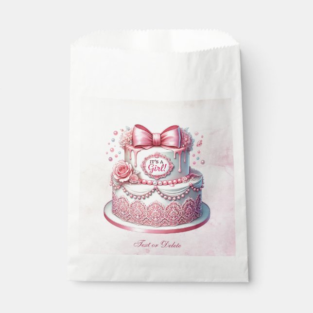 Decorative Cake Pink Bow Favour Bags (Front)