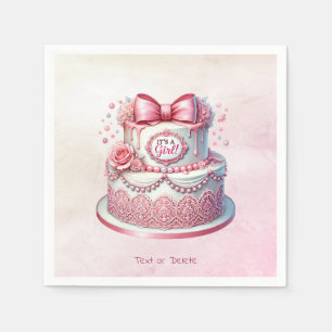 Decorative Cake Pink Bow Napkins