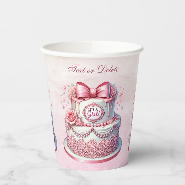 Decorative Cake Pink Bow Paper Cups (Left)