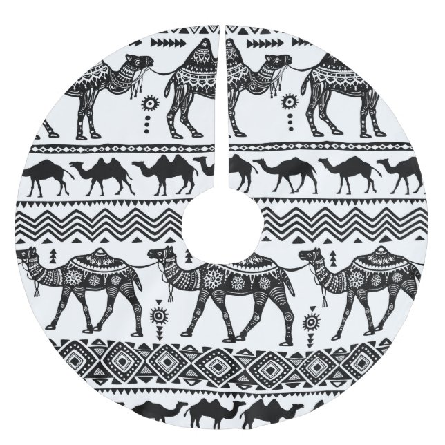 Decorative Camels Seamless Pattern Design Brushed Polyester Tree Skirt (Front)