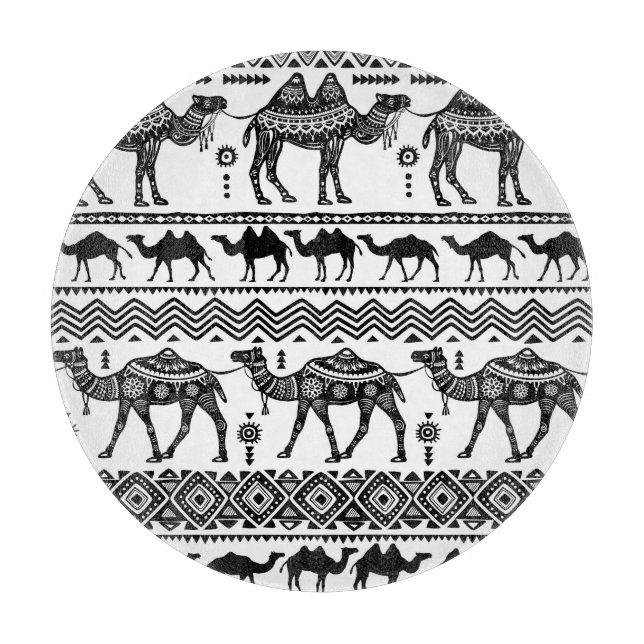 Decorative Camels Seamless Pattern Design Cutting Board (Front)