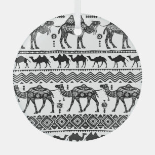 Decorative Camels Seamless Pattern Design Glass Tree Decoration