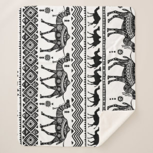 Decorative Camels Seamless Pattern Design Sherpa Blanket