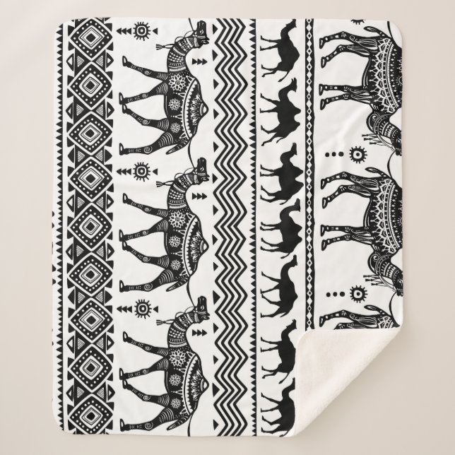 Decorative Camels Seamless Pattern Design Sherpa Blanket (Front)
