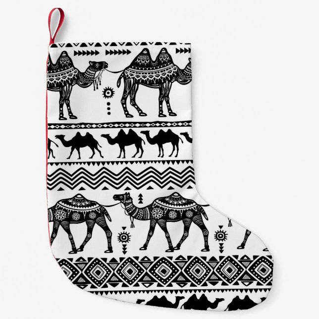 Decorative Camels Seamless Pattern Design Small Christmas Stocking (Front)