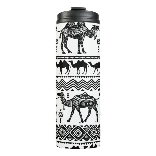 Decorative Camels Seamless Pattern Design Thermal Tumbler (Front)