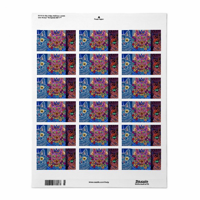 Decorative Cats by Louis Wain Label (Full Sheet)