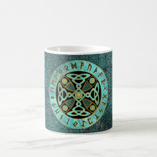 Decorative Celtic Cross - and Runes alphabet Coffee Mug