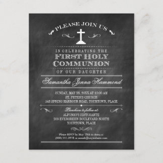 Decorative Chalkboard First Holy Communion Invitation