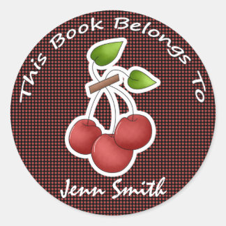 Decorative Cherry Fruit Cute Name Bookplate Label