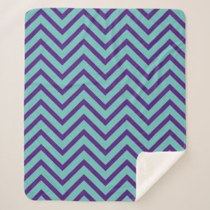 Decorative Chevron Pattern Light Teal And Purple Sherpa Blanket