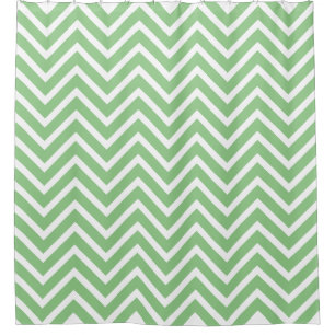 Decorative Chevron Pattern Sage And White  Shower Curtain