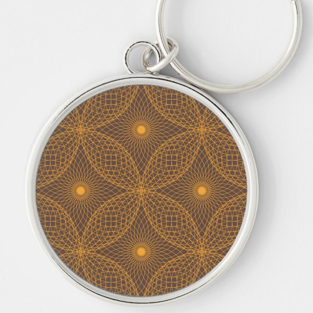 Decorative, chic, abstract mandala style pattern key ring (Front)