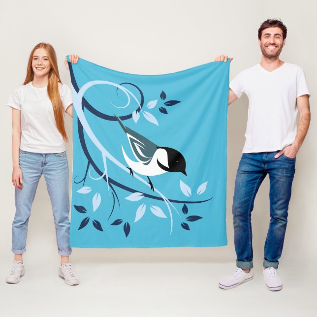 Decorative Chickadee Bird Gifts Fleece Blanket (In Situ)