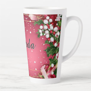 Decorative Christmas Frame with Greenery Latte Mug