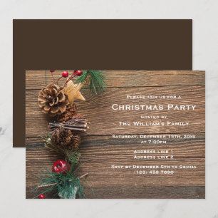 Decorative Christmas Garland Holiday Party Invitation