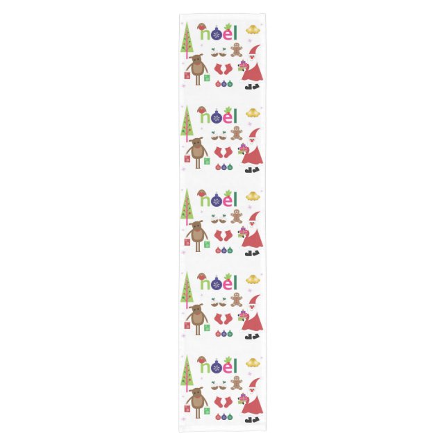 Decorative Christmas Santa Claus bells Ornaments Short Table Runner (Front)