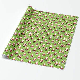 Decorative Christmas Santa Cluas Elegant in Green Wrapping Paper