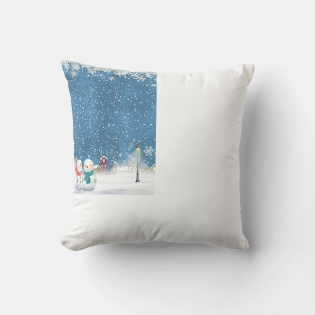 Decorative Christmas Snowflake background Blue Thr Cushion (Front)
