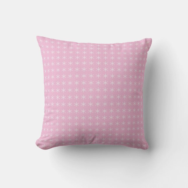 Decorative Christmas Snowflake background Pink Cushion (Front)