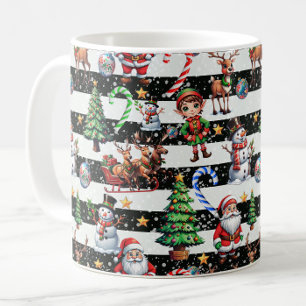 Decorative Christmas Stripes Pattern Design Coffee Mug