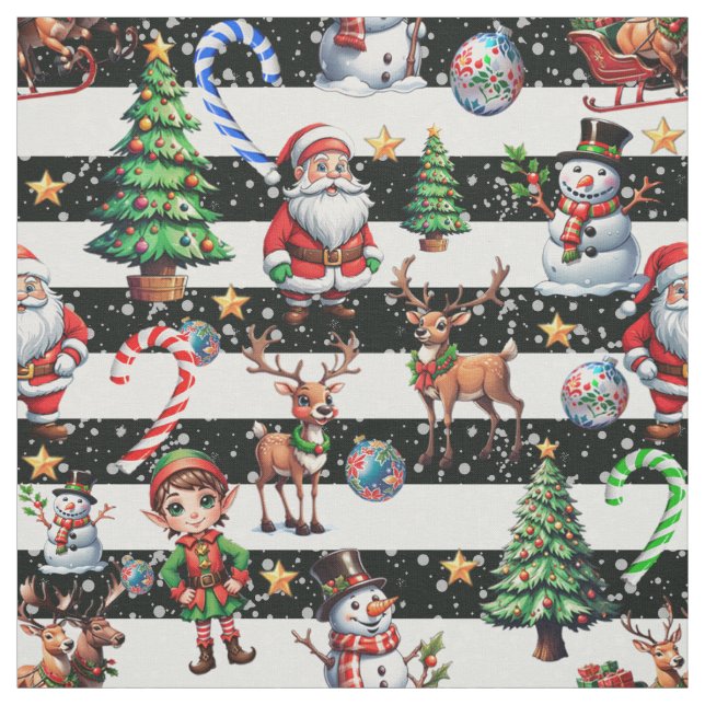 Decorative Christmas Stripes Pattern Design Fabric (Swatch)