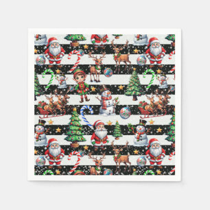 Decorative Christmas Stripes Pattern Design Napkin