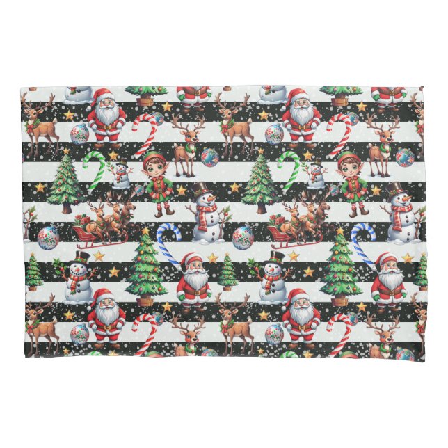 Decorative Christmas Stripes Pattern Design Pillowcase (Front)
