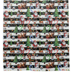 Decorative Christmas Stripes Pattern Design Shower Curtain