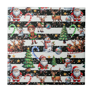 Decorative Christmas Stripes Pattern Design Tile
