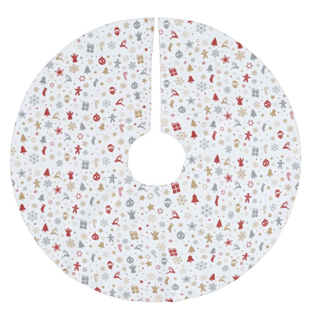 Decorative Christmas Themed Pattern Brushed Polyester Tree Skirt (Front)
