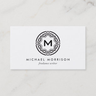 DECORATIVE CIRCLE LOGO with YOUR INITIAL B & W Business Card