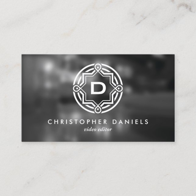 DECORATIVE CIRCLE LOGO with YOUR INITIAL Photo Business Card (Front)